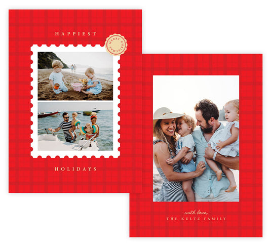 Classic Red Plaid Holiday Card