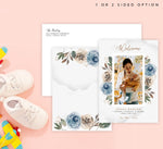 Load image into Gallery viewer, Mockup of Precious Flowers Birth Announcement card with envelope
