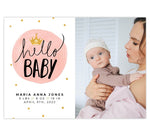 Load image into Gallery viewer, Baby Princess birth announcement card with 1 photo spot
