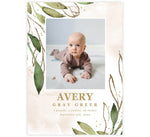 Load image into Gallery viewer, Watercolor Greenery Birth Announcement
