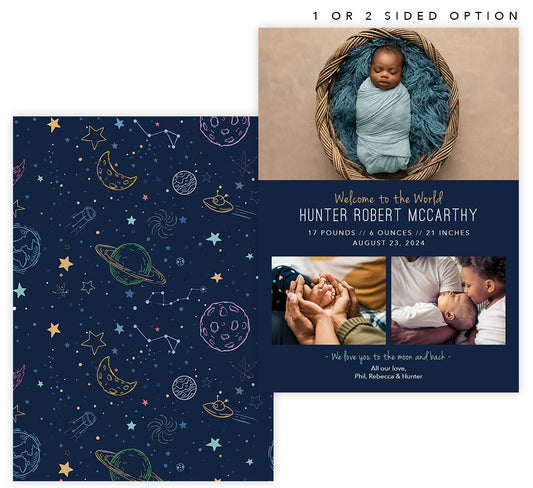 Over the Moon Birth Announcement