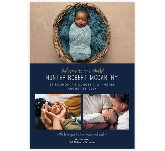 Over the Moon Birth Announcement