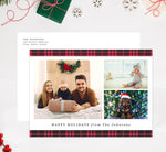 Load image into Gallery viewer, Red Plaid Holiday Card Mockup; Holiday card with envelope and return address printed on it. 
