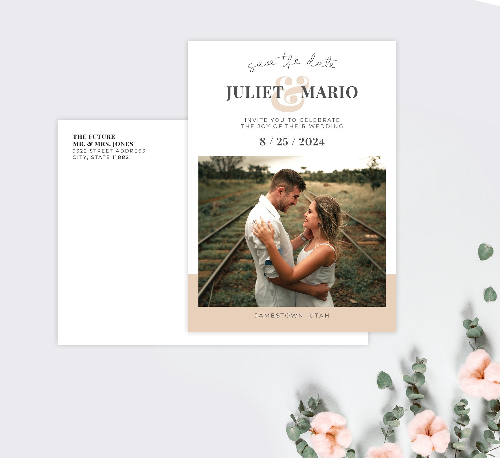 Color Block Save the Date Card Mockup