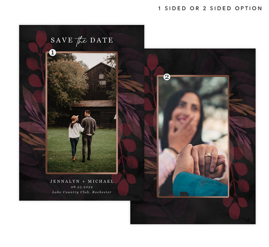 Deep Love Save the Date Card with 1 or 2 image spots