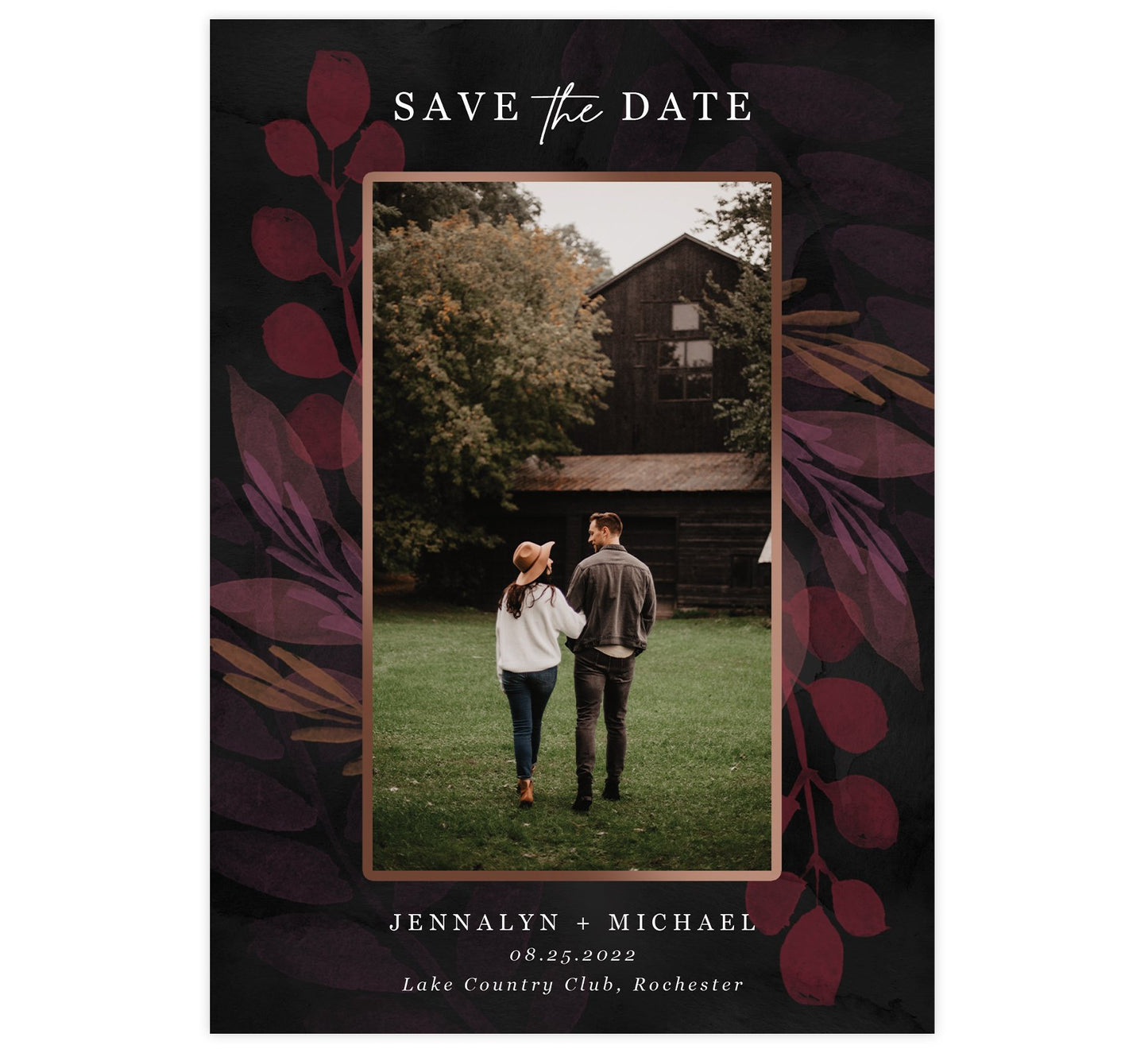 Deep Love Save the Date Card with 1 or 2 image spots