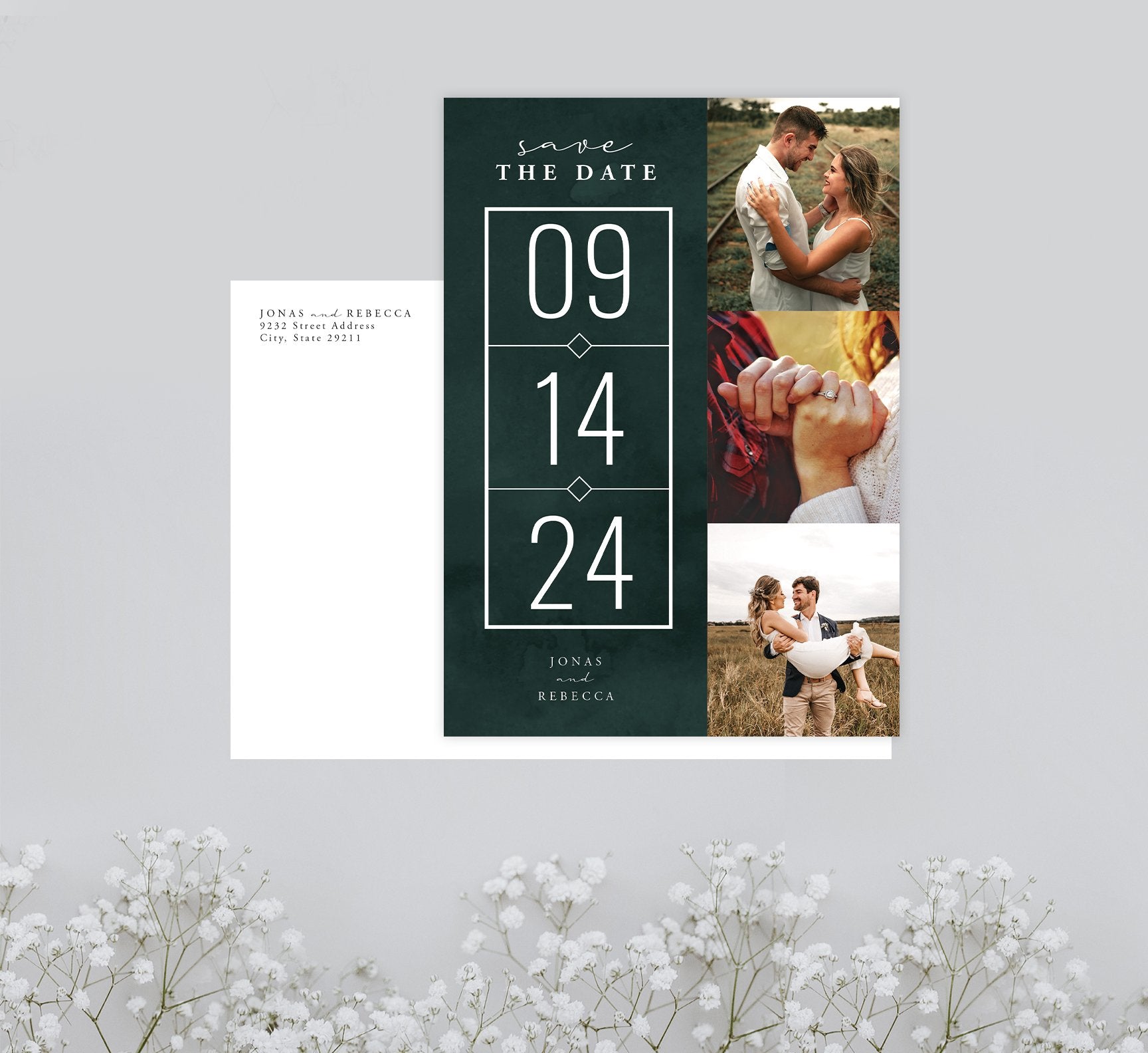 Color Block Save the Date Card Mockup