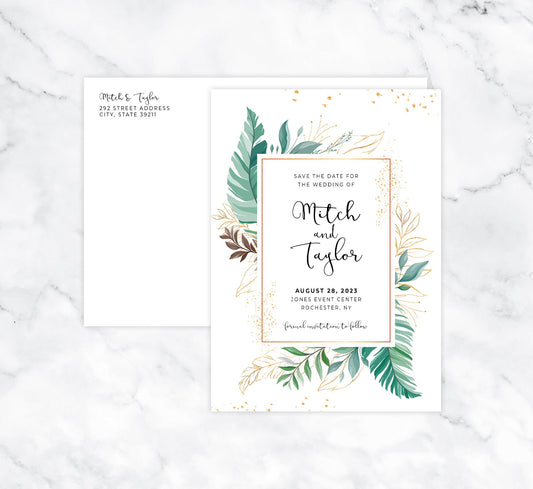 Greenery Frame Save the Date Card Mockup