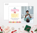 Load image into Gallery viewer, Bright Christmas Holiday Card Mockup; Holiday card with envelope and return address printed on it. 
