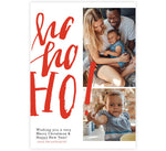 Load image into Gallery viewer, Ho Ho Ho Holiday Card; White background two photo spots on right side and large &quot;Ho Ho Ho!&quot; on the left side slightly overtop the photo.
