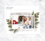 Load image into Gallery viewer, Holly Berry Holiday Card Mockup; Holiday card with envelope and return address printed on it. 
