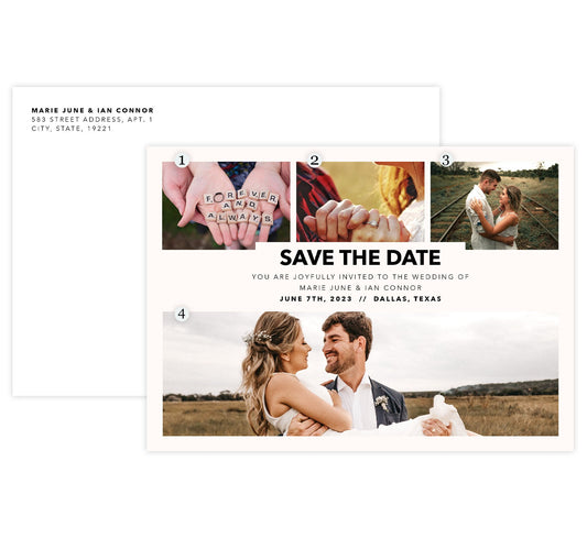 Simple Chic Save the Date Card with 2 image spots