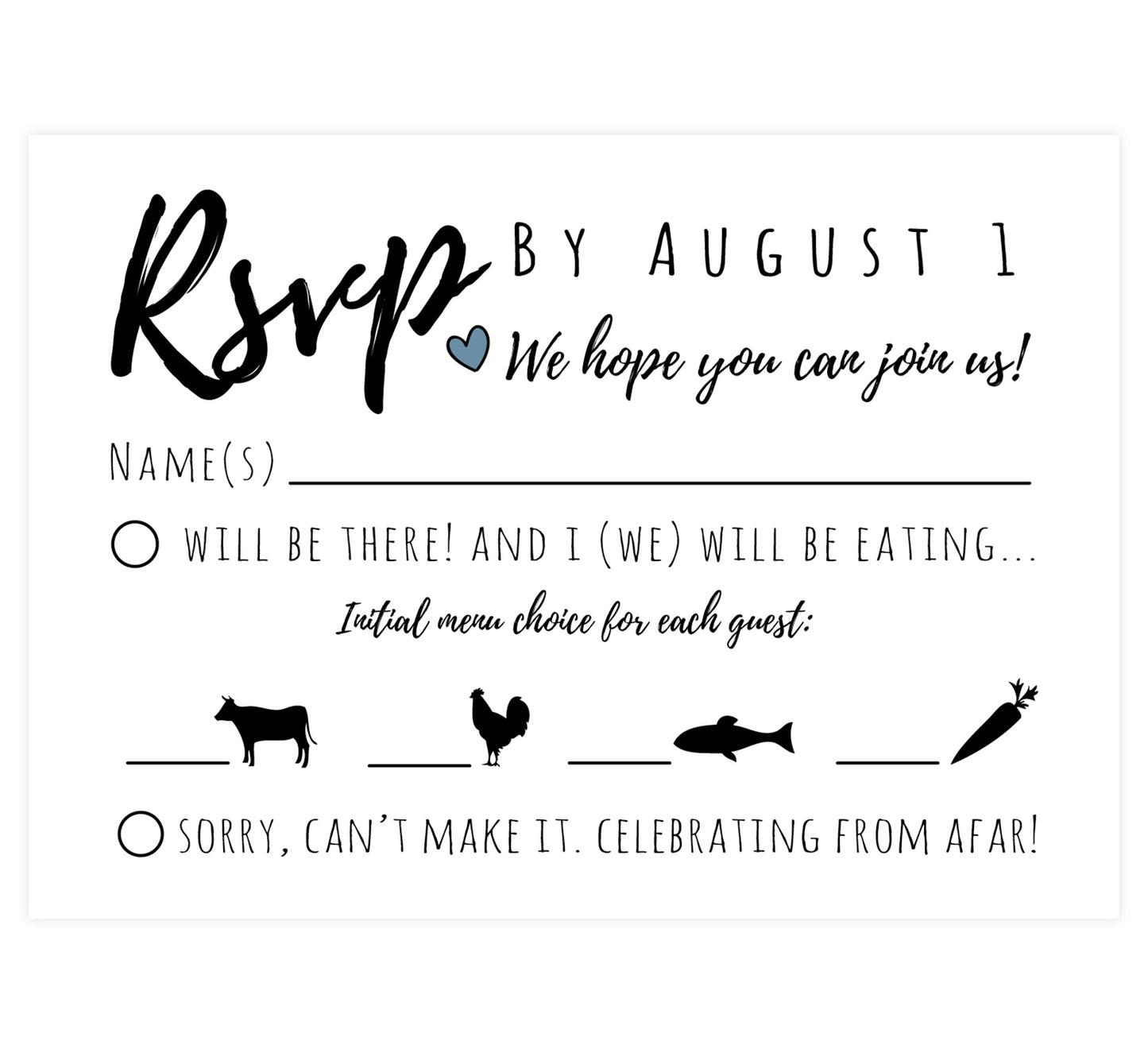 Lovely Skyline Wedding Response Card; white background with black text