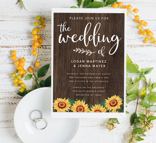 Bright Sunflower Wedding Set Mockup