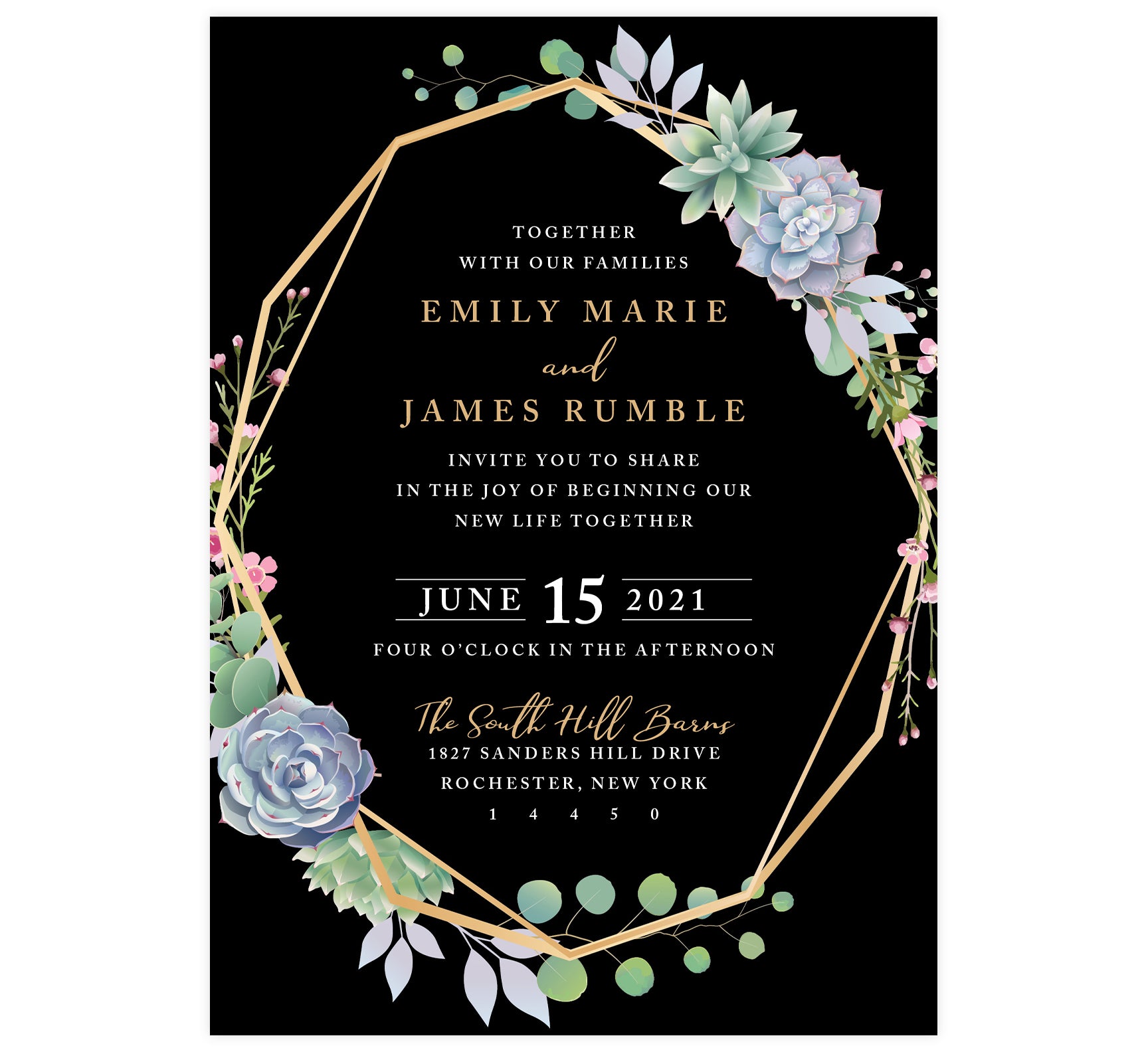 succulent wedding invitations Succulent Frame Wedding Invitation