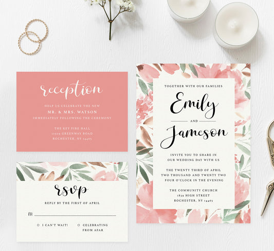 Bright and beautiful wedding set mockup