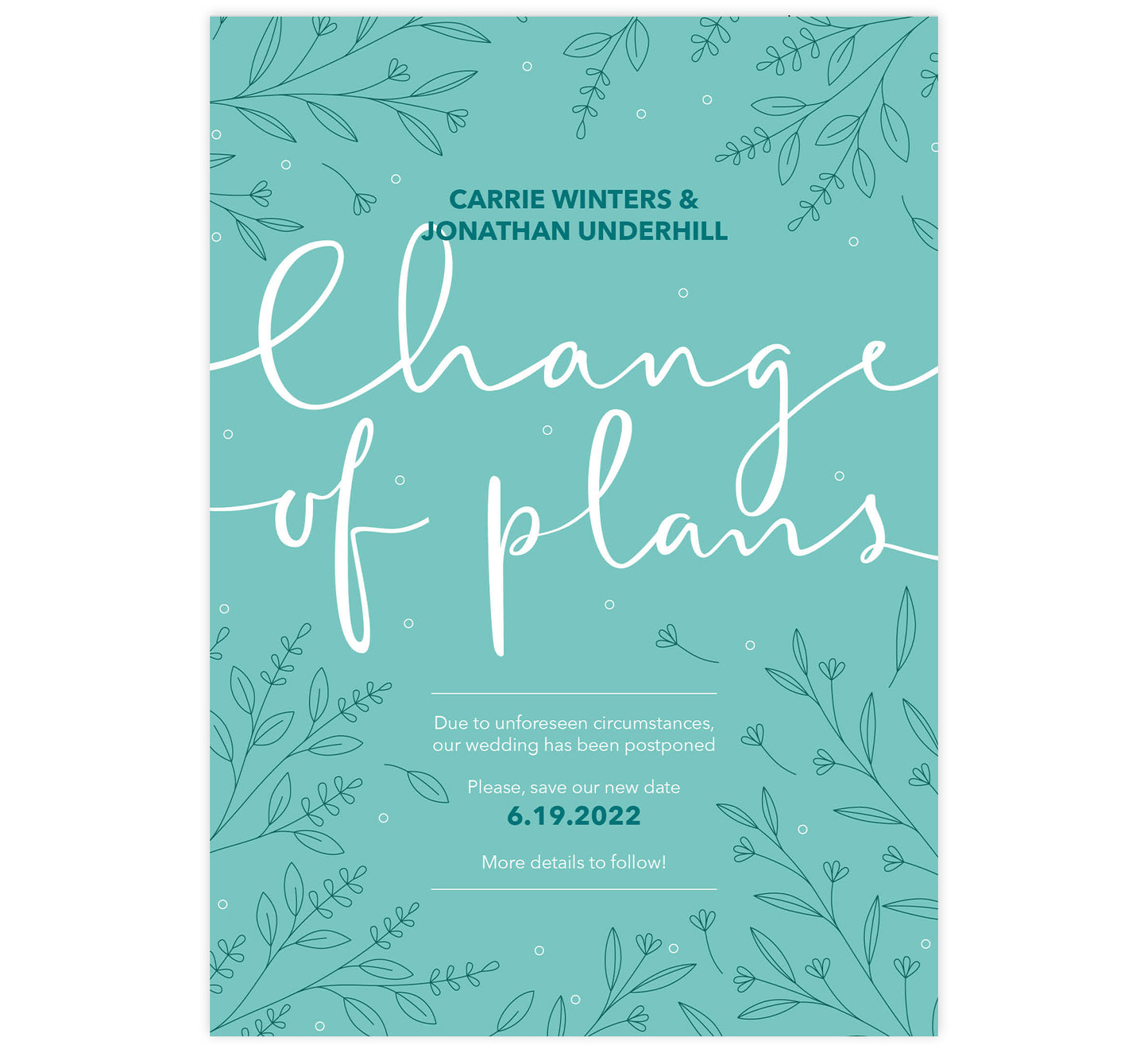 Floral Change Postponed Card