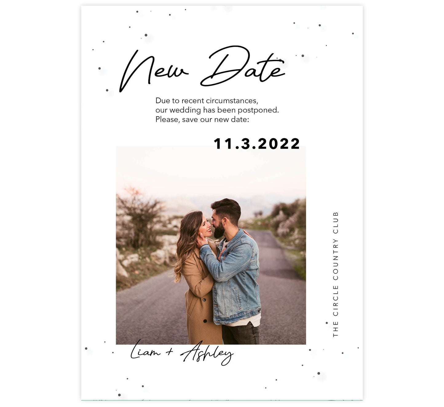 Black & White Postponed Card
