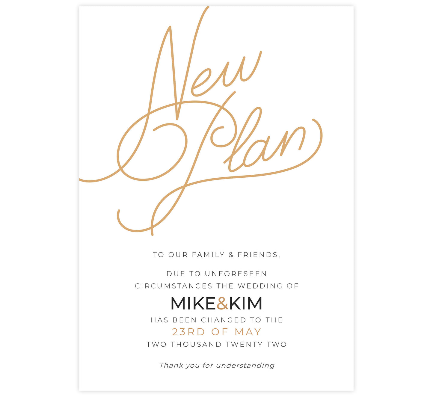 New Plan Postponed Card