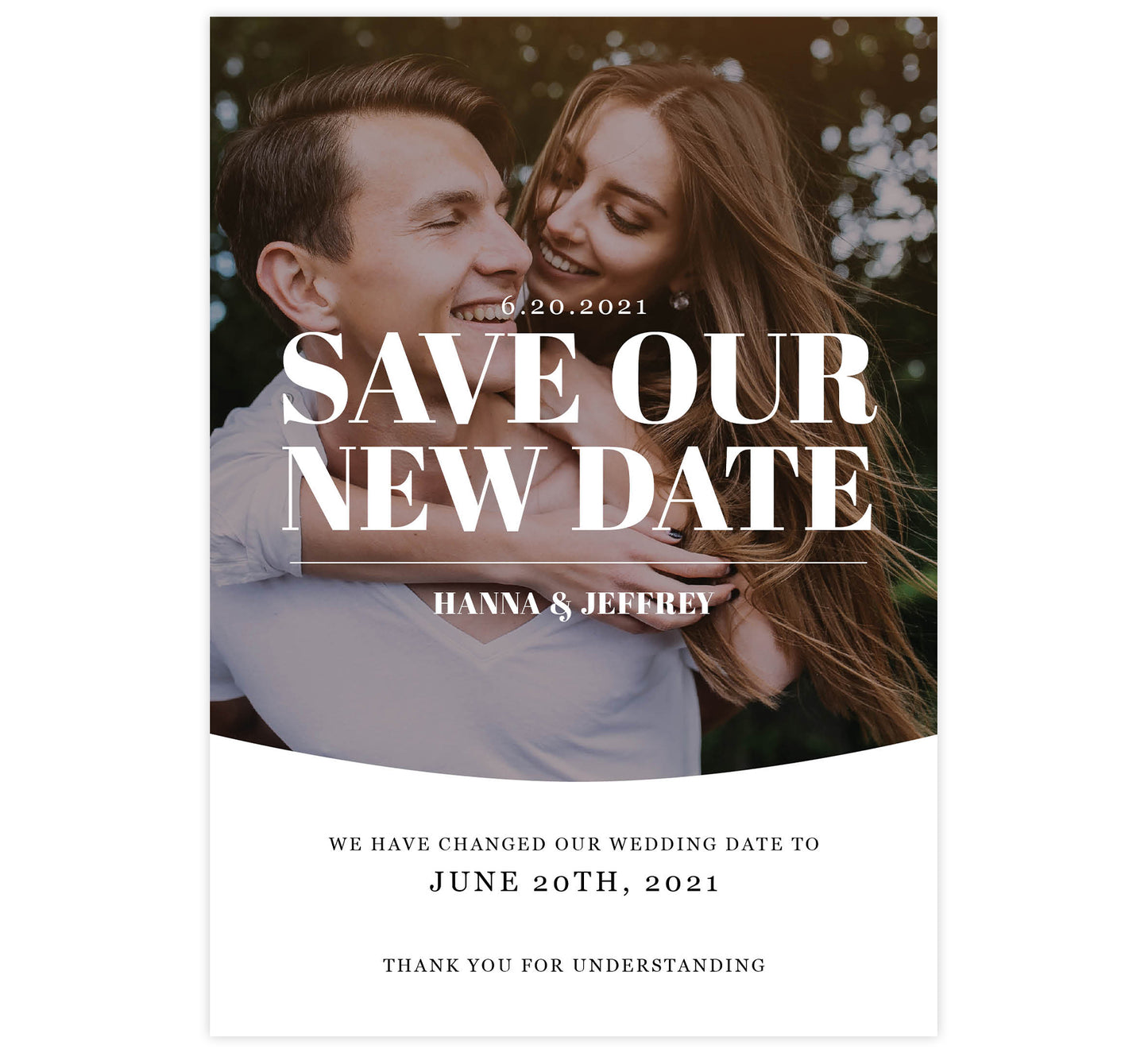 Our New Date Postponed Card