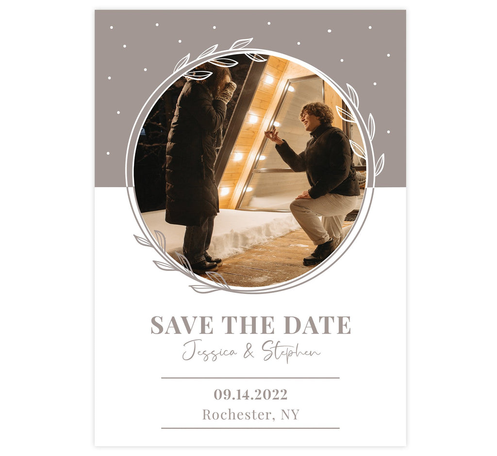 White and Bello Save the Date Card with 1 or 2 image spots