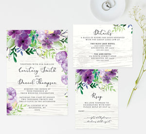 Elegant Purple Watercolor Wedding Set