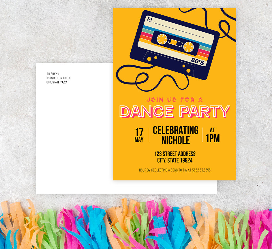 Retro Dance Invite Mockup