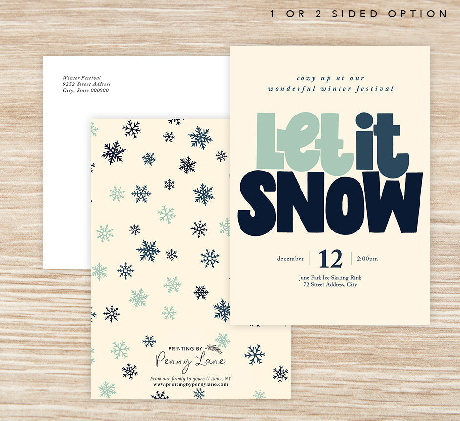 Blue Snow Invite Mockup