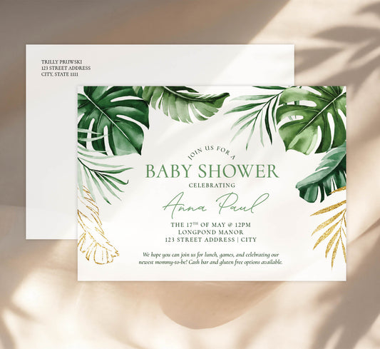 Glitter And Greenery Invite