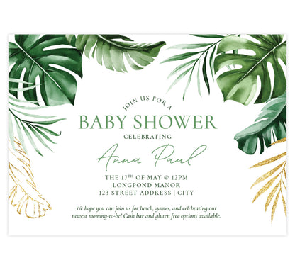 Glitter And Greenery Invite