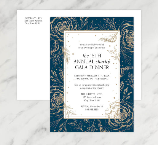 Gold Florals Invite