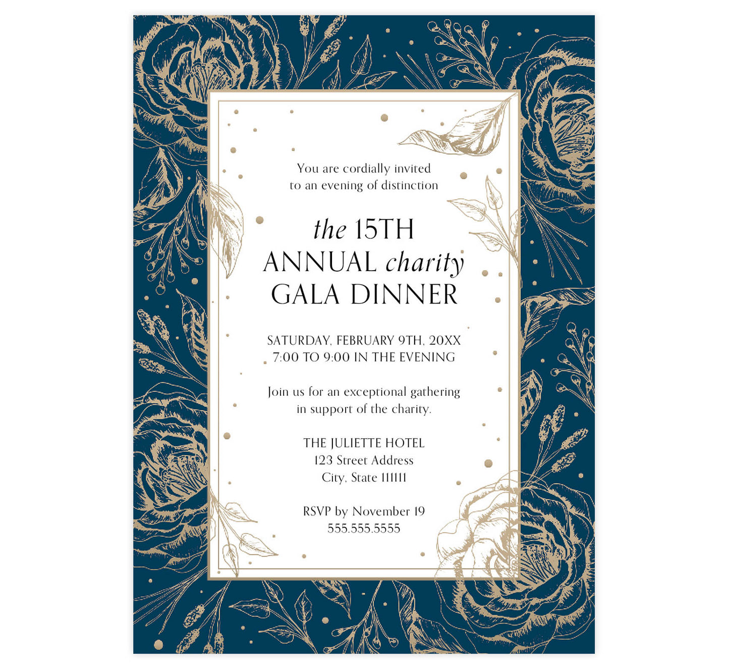 Gold Florals Invite