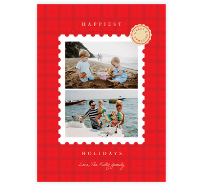 Classic Red Plaid Holiday Card