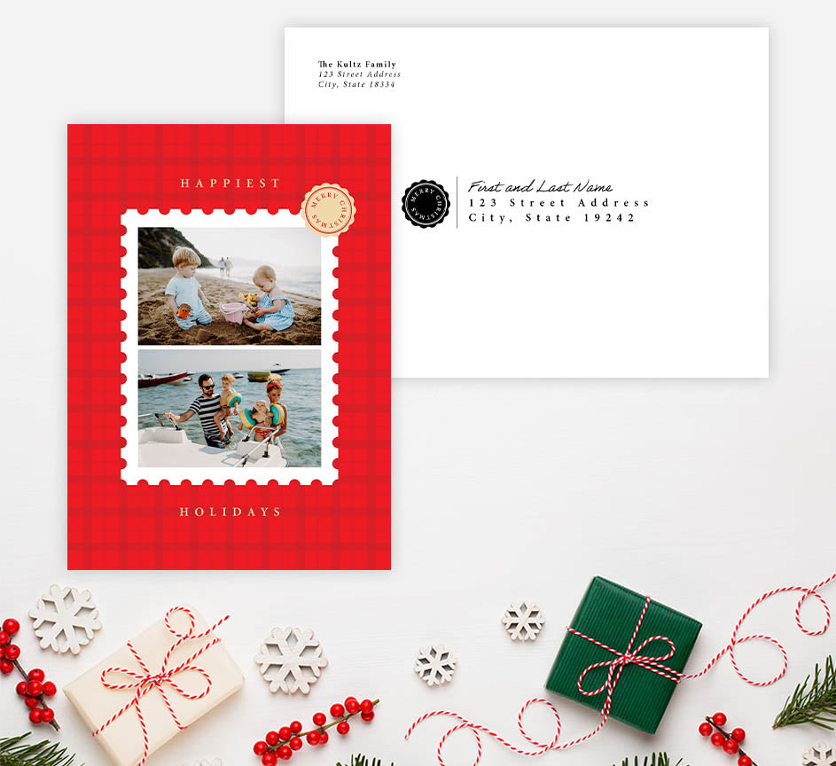 Classic Red Plaid Holiday Card