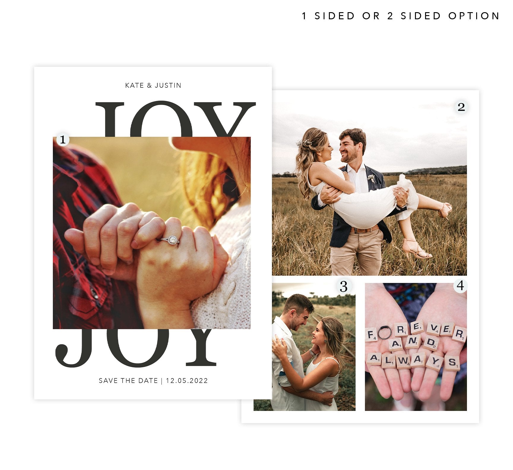 All Joy Save the Date Card 1 side or 2 sided options