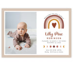 Load image into Gallery viewer, Rainbow Hearts Baby Announcement card with 1 image spot and neutral colored rainbow and heart
