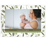 Load image into Gallery viewer, Olive Branch Announcement card with 1 image spot and green colored olive branches on the border
