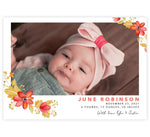Load image into Gallery viewer, Watercolor Florals birth announcement card with 1 photo spot
