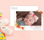 Load image into Gallery viewer, Mockup of Watercolor Florals birth announcement card with envelope
