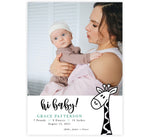 Load image into Gallery viewer, Cute Giraffe birth announcement card with 1 photo spot
