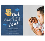 Load image into Gallery viewer, Owl Love You Birth Announcement card with 1 image spot
