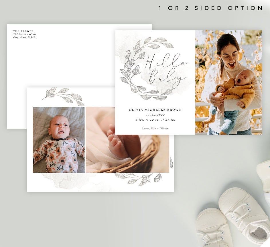 Mockup of Baby Bear Birth Announcement card with envelope