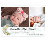 Load image into Gallery viewer, Blooming Moon Birth Announcement card with 2 image spots
