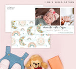 Load image into Gallery viewer, Mockup of Blooming Moon Birth Announcement card with envelope
