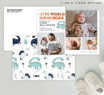Load image into Gallery viewer, Mockup of Hear You Roar Birth Announcement card with envelope
