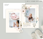 Load image into Gallery viewer, Mockup of Elegant Blooms Birth Announcement card with envelope
