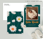 Load image into Gallery viewer, Mockup of Bold Daisies Birth Announcement card with envelope
