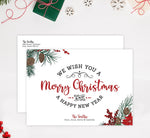 Load image into Gallery viewer, Christmas Typography Holiday Card; Holiday card with envelope and return address printed on it. 
