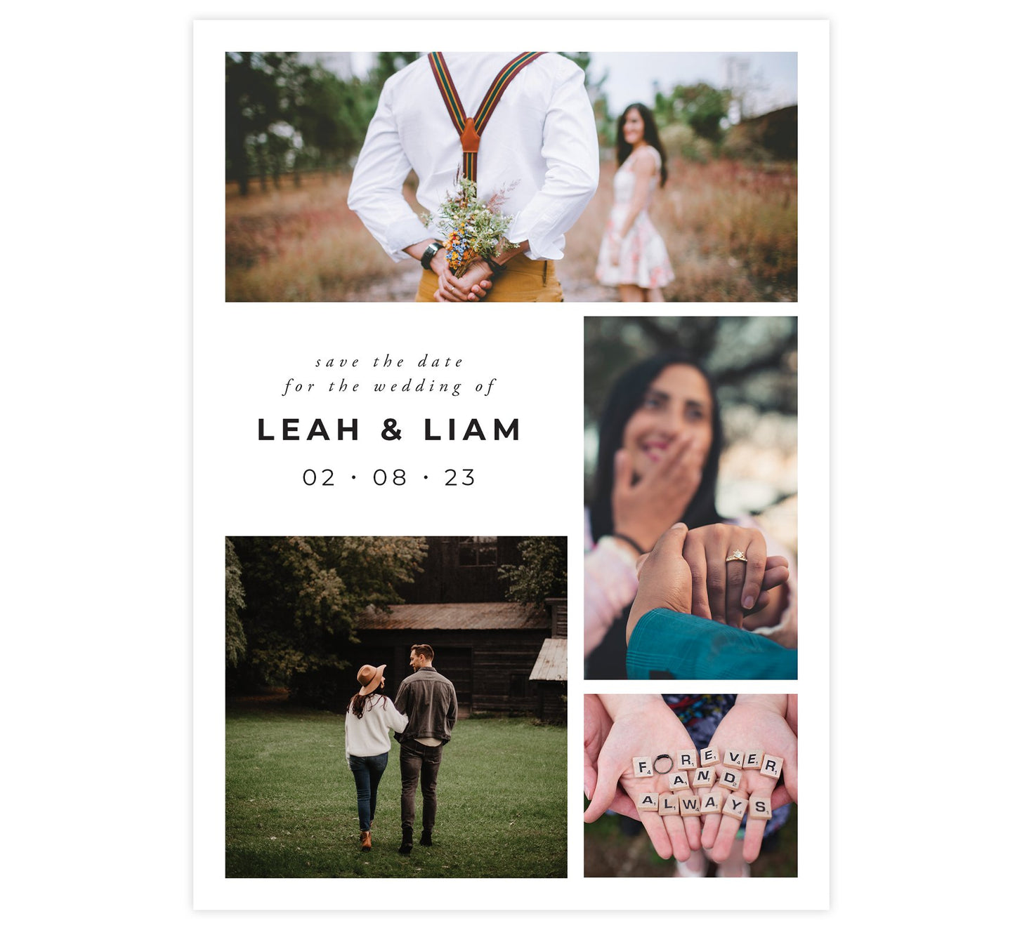 Collage of Love Save the Date Card with 4 image spots