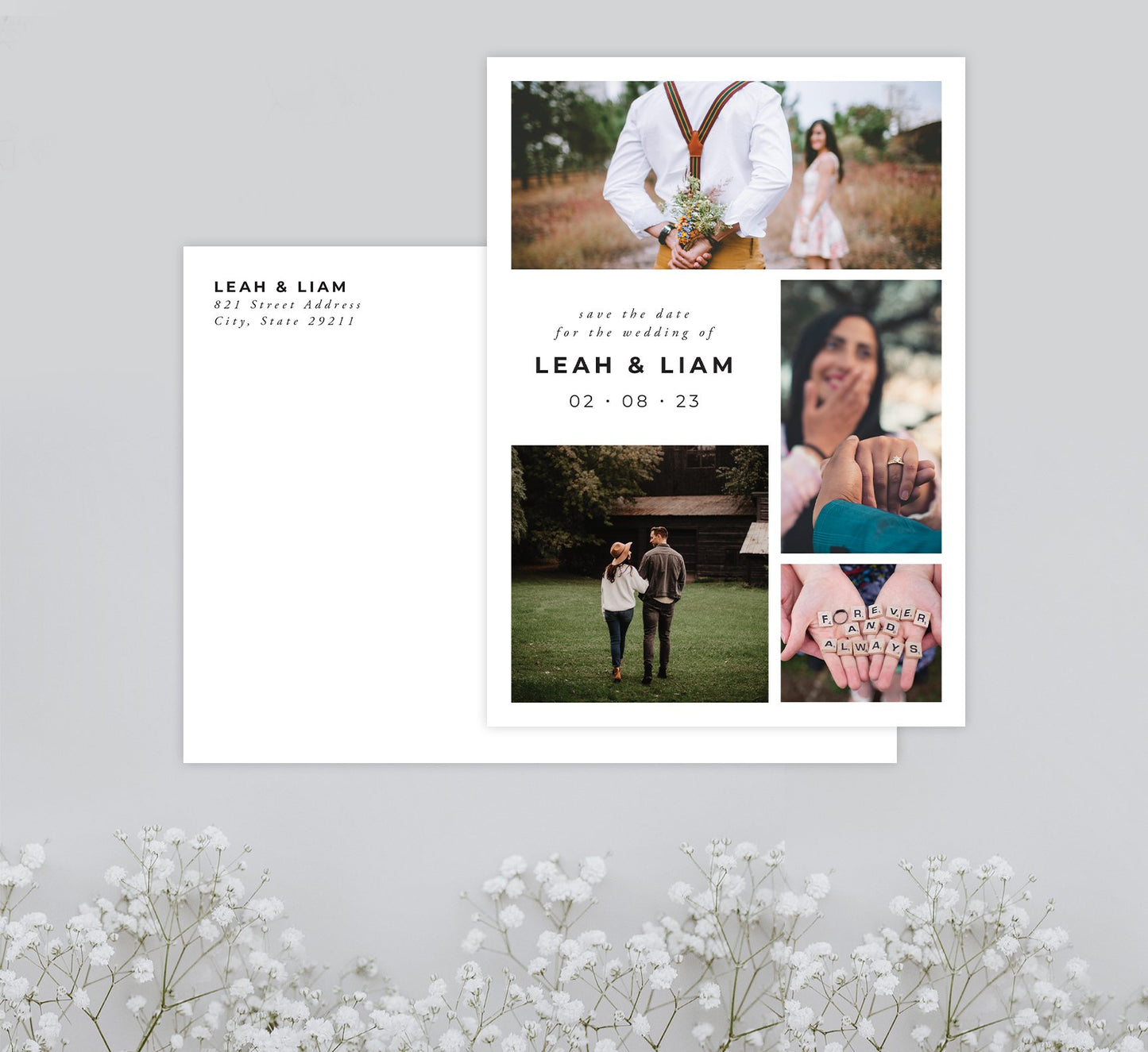 Collage of Love Save the Date Card Mockup